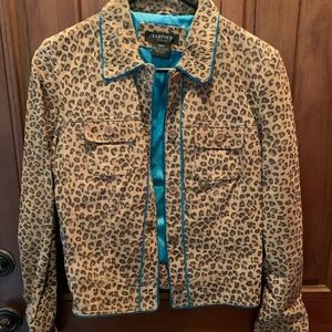 Faux suede cheetah jacket.